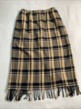 Vintage 90s a brown plaid fringe maxi skirt size 1416 requirements